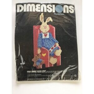 Rabbit Doorstop  Dimensions Needle Point Kit Barbara Mock Folk Plastic  Vintage